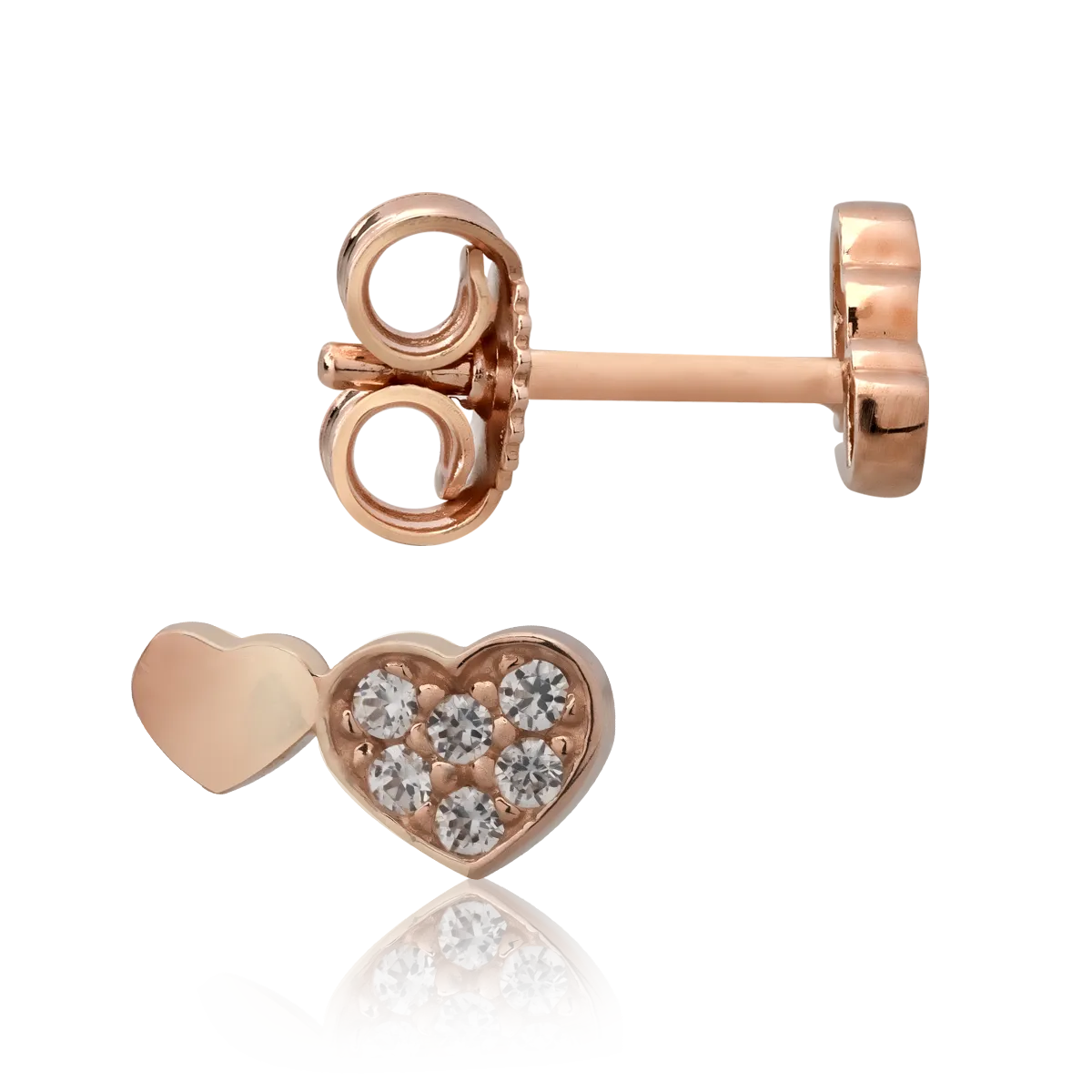 Rose gold heart earrings with zirconia