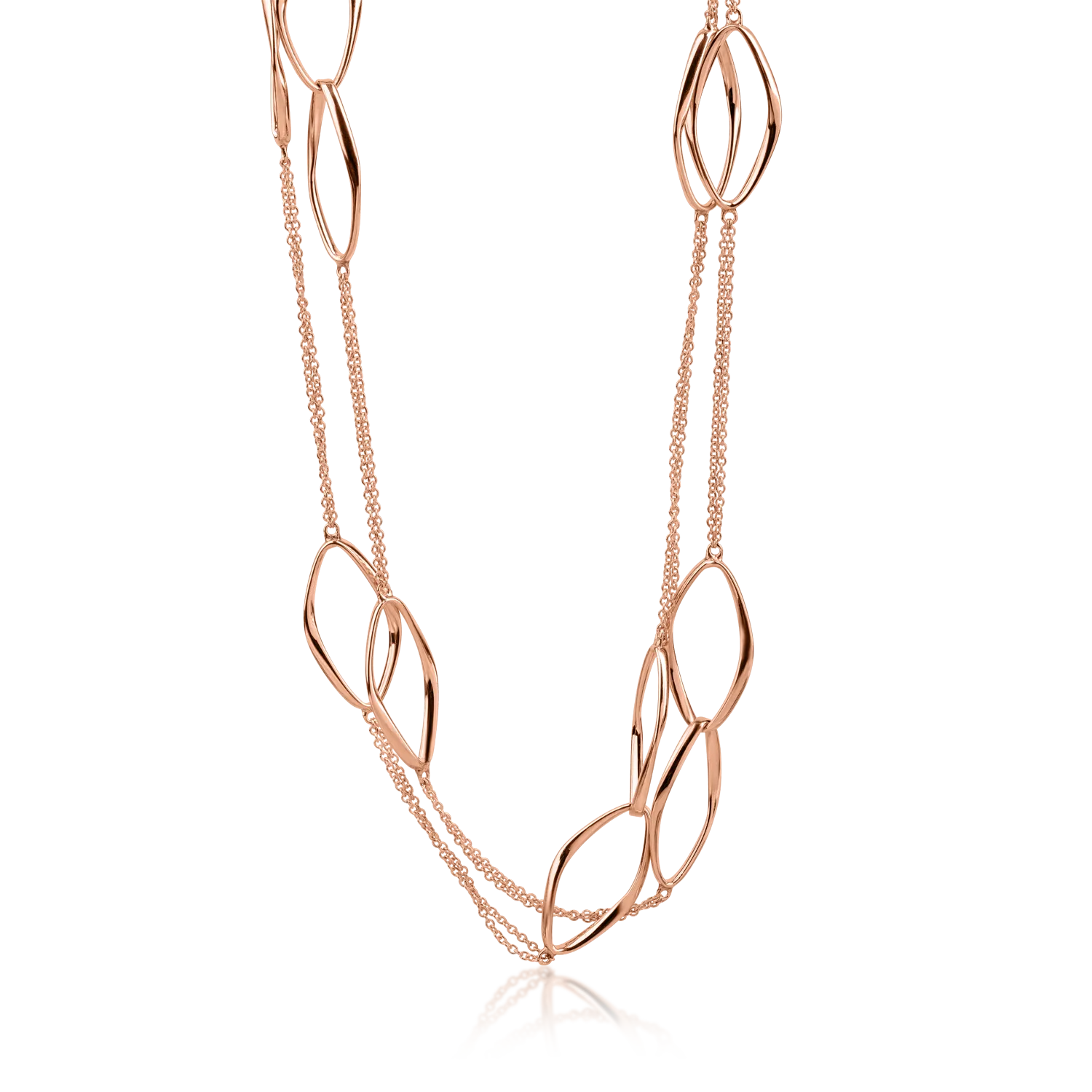 Łańcuszek w kolorze różowego złota z geometrycznymi zawieszkami