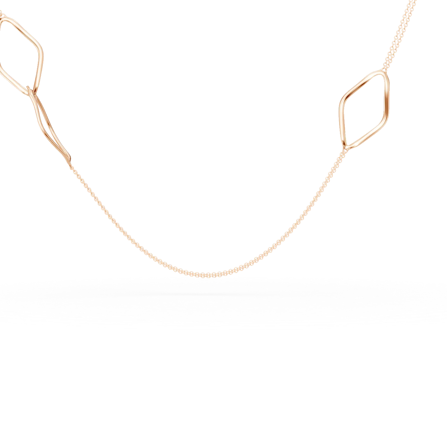 Lant din aur roz cu pandantive geometrice