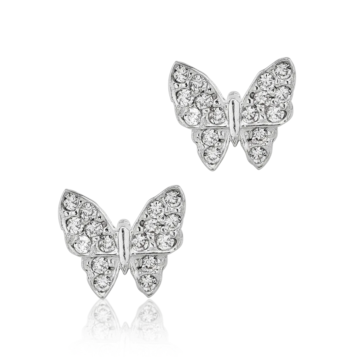 Cercei stud fluturasi din aur alb cu zirconia microsetting-169724