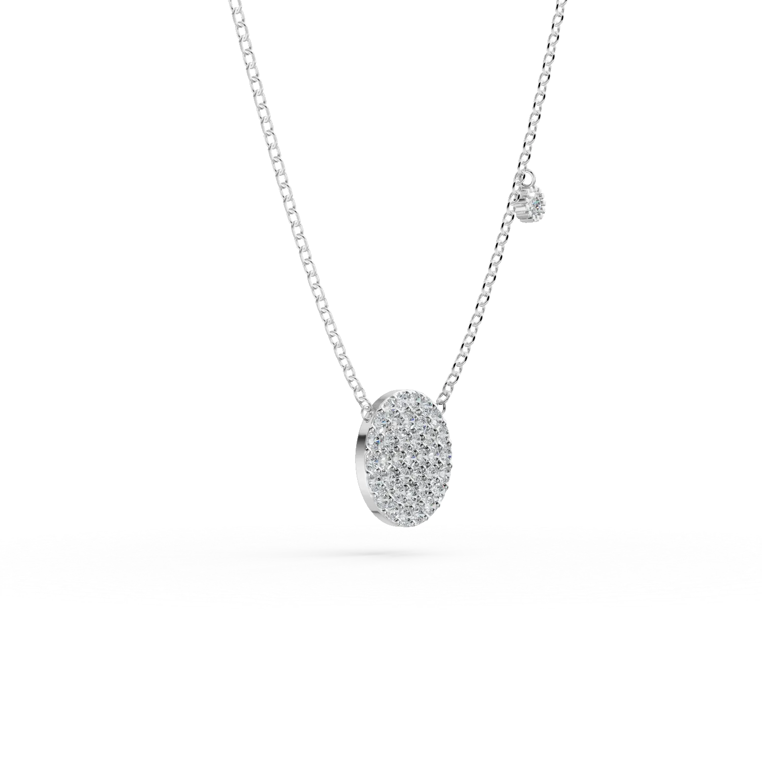 White gold chain with round pendant with microsetting zirconia