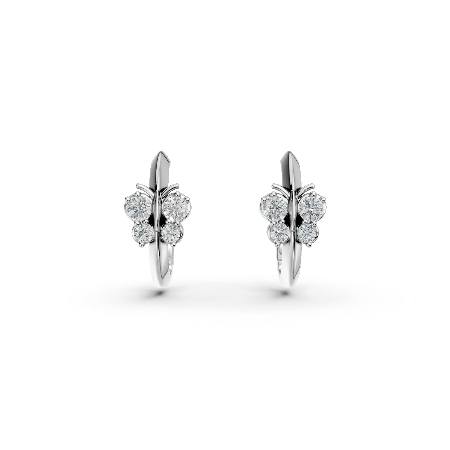 Cercei hoops fluturasi din aur alb cu zirconia-169732