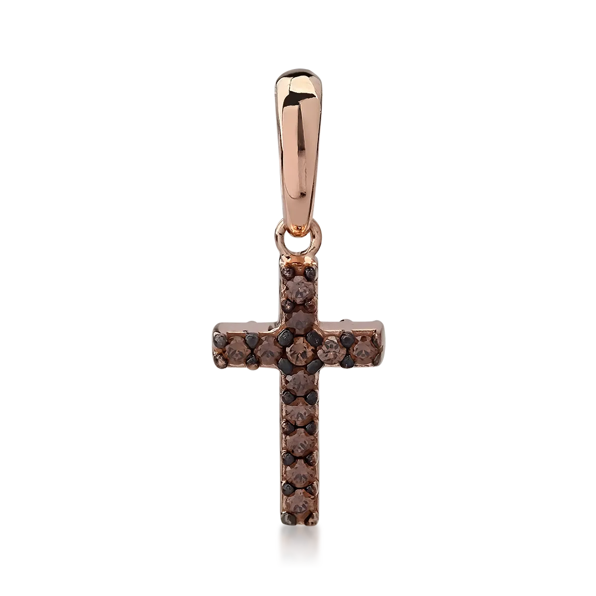 Zawieszka w kształcie krzyża z różowego złota z mikro osadzoną cyrkonią