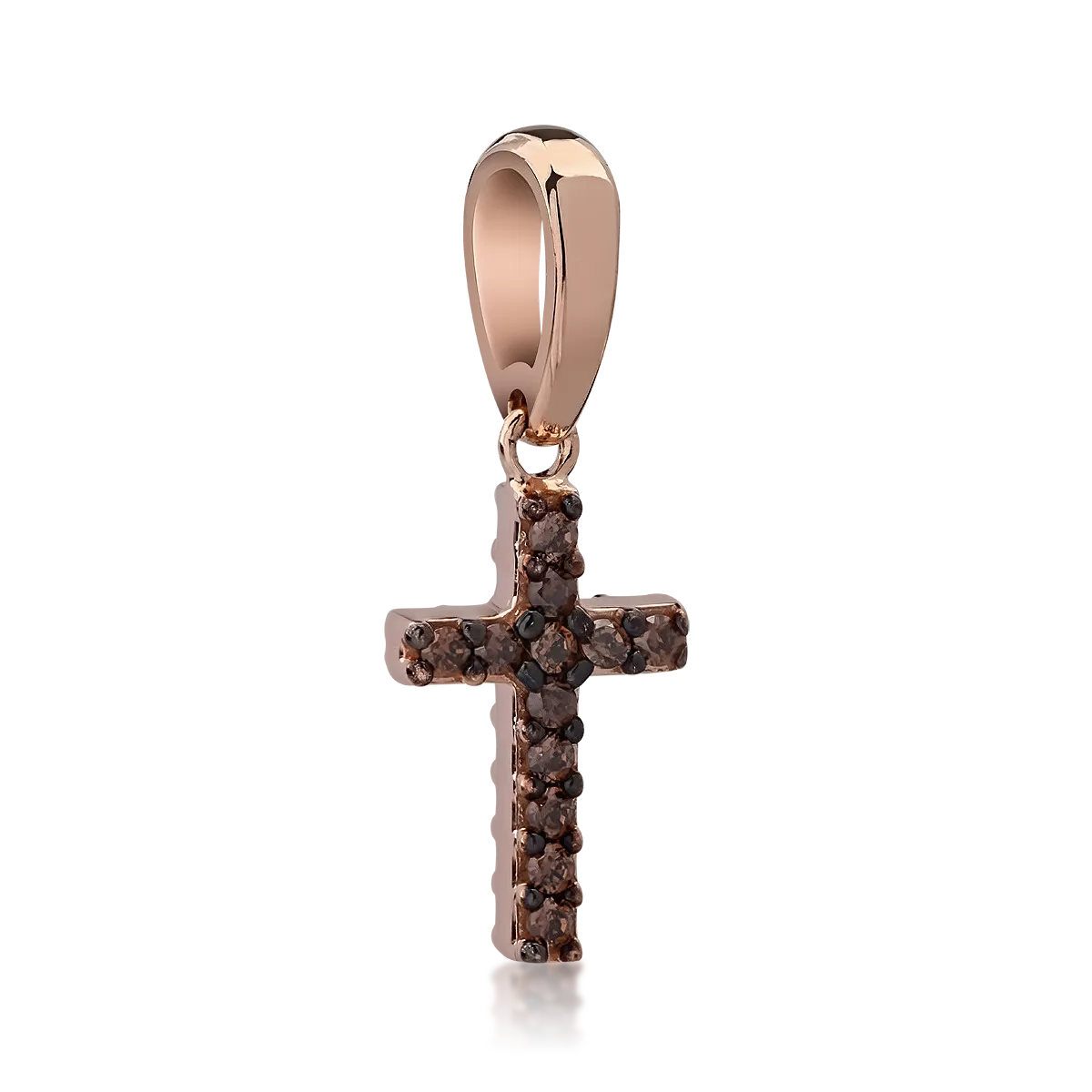 Zawieszka w kształcie krzyża z różowego złota z mikro osadzoną cyrkonią