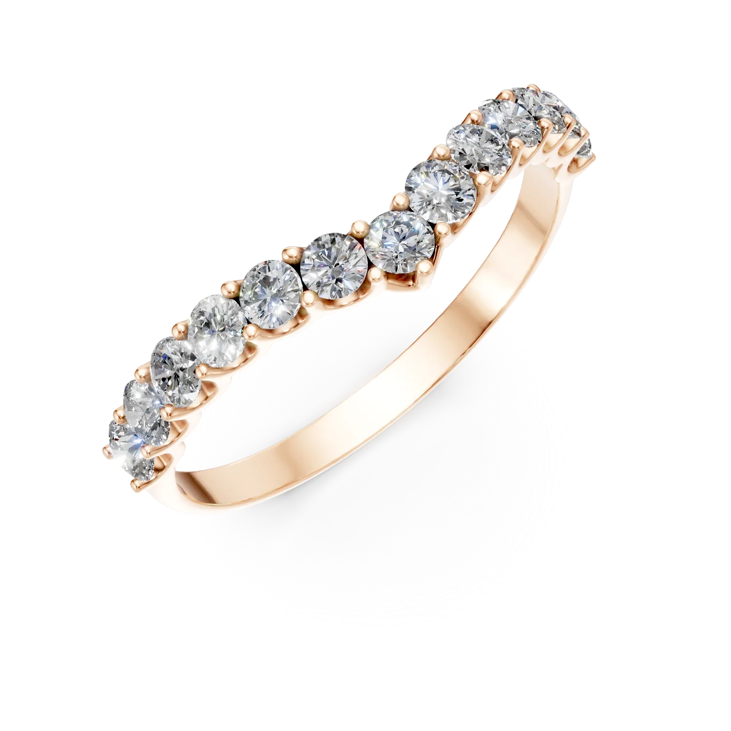 Inel semi eternity din aur roz cu diamante de 0.5ct