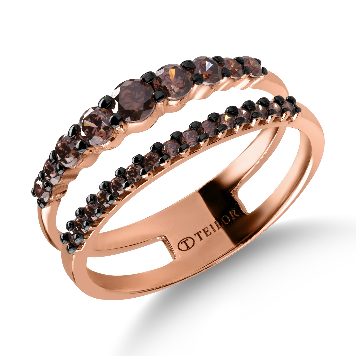 Rose gold ring with microsetting zirconia