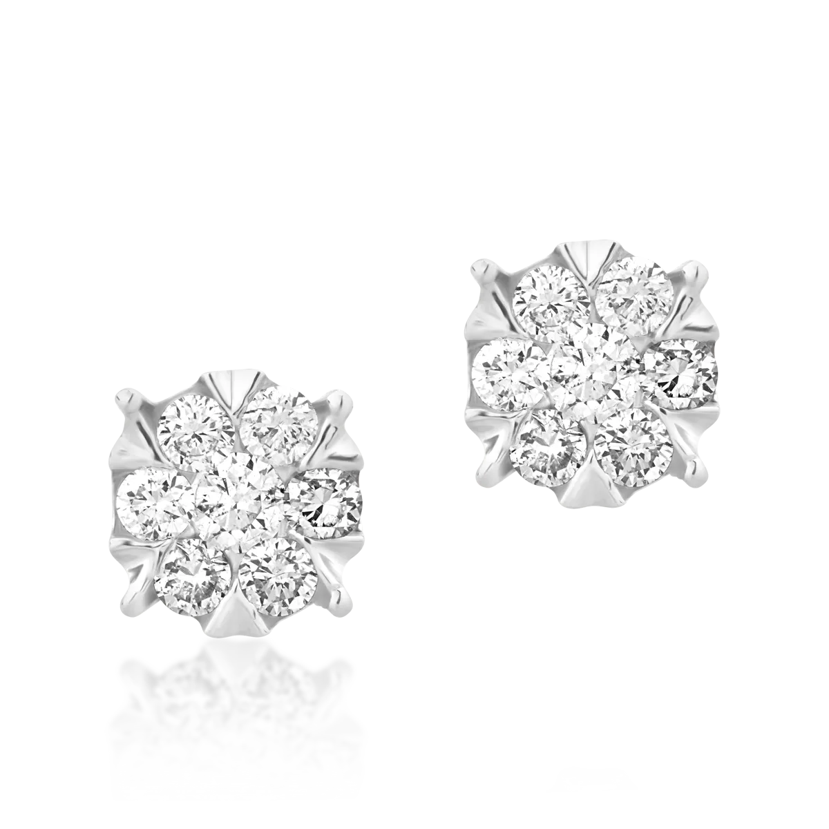 Cercei cu surub din aur alb cu diamante de 0.2ct - 1 | YEO