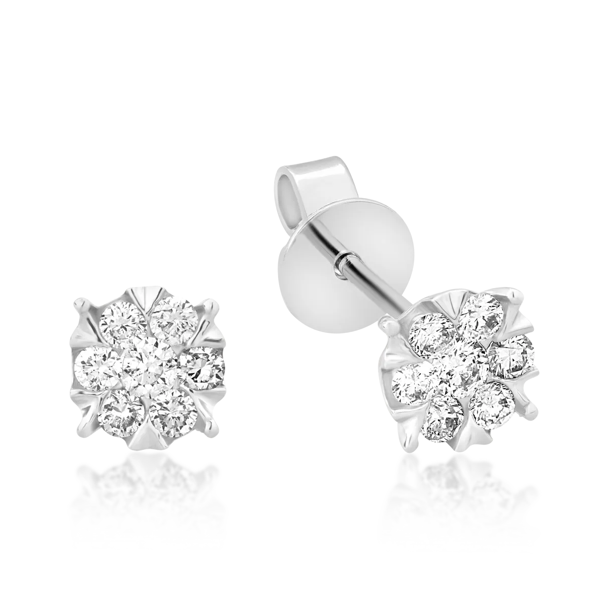 White gold screw back earrings with 0.2ct diamonds