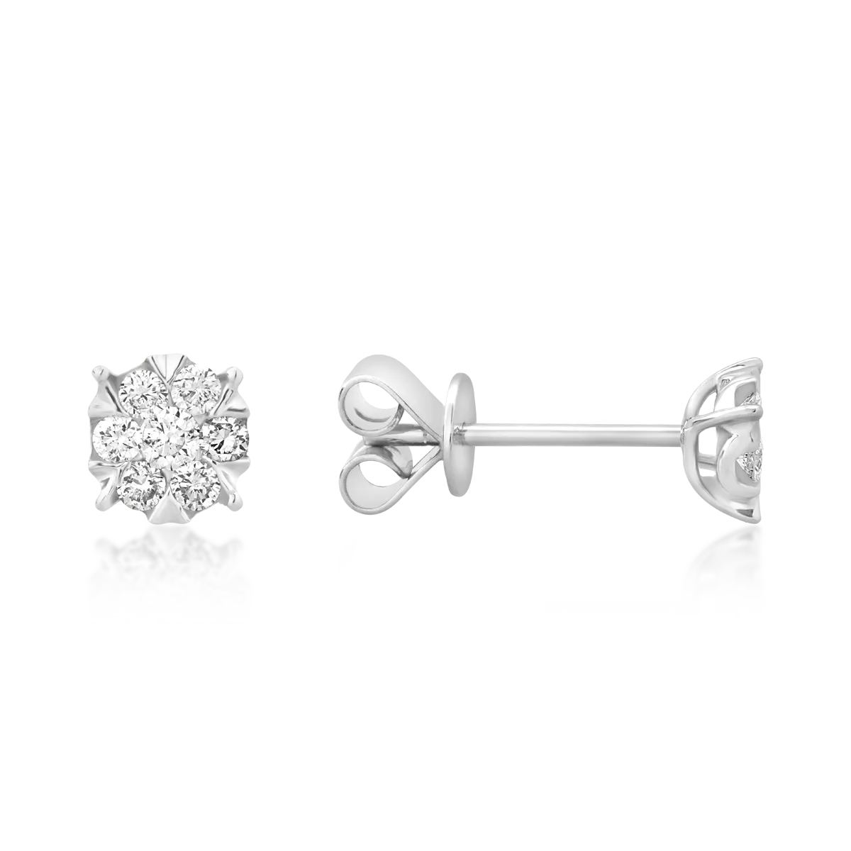 Cercei cu surub din aur alb cu diamante de 0.2ct
