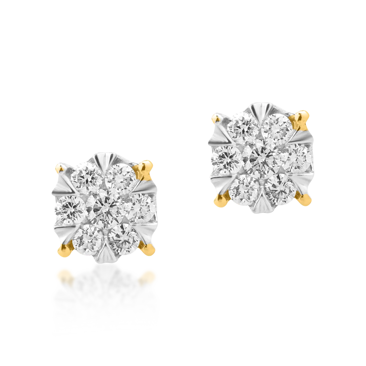 Cercei din aur galben cu diamante de 0.2ct