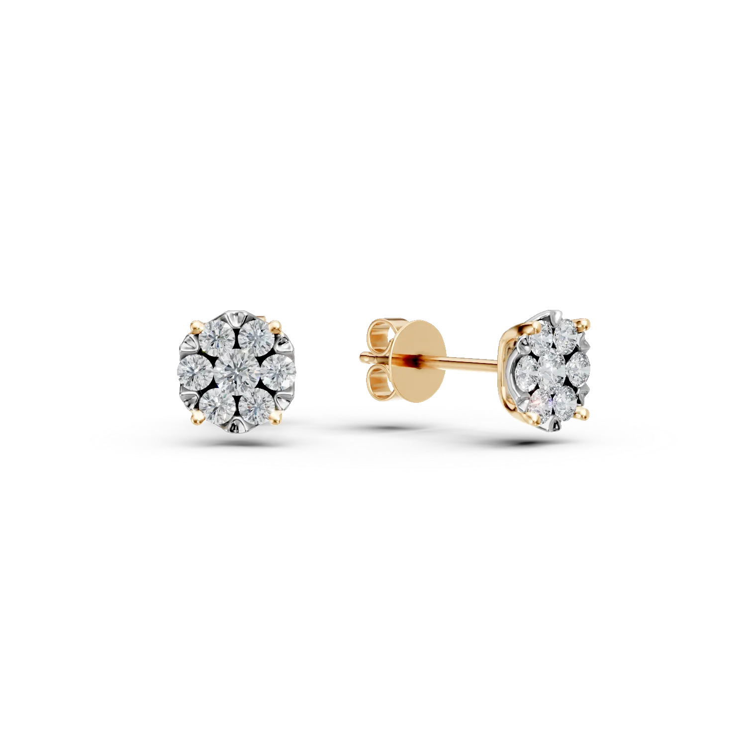 Cercei din aur galben cu diamante de 0.2ct
