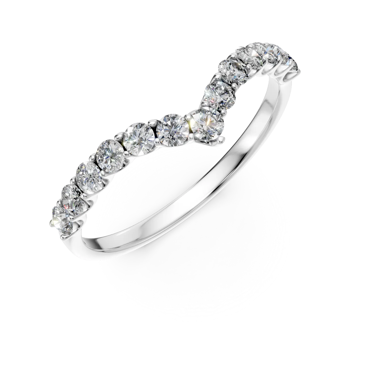 Inel semi eternity din aur alb cu diamante de 0.5ct