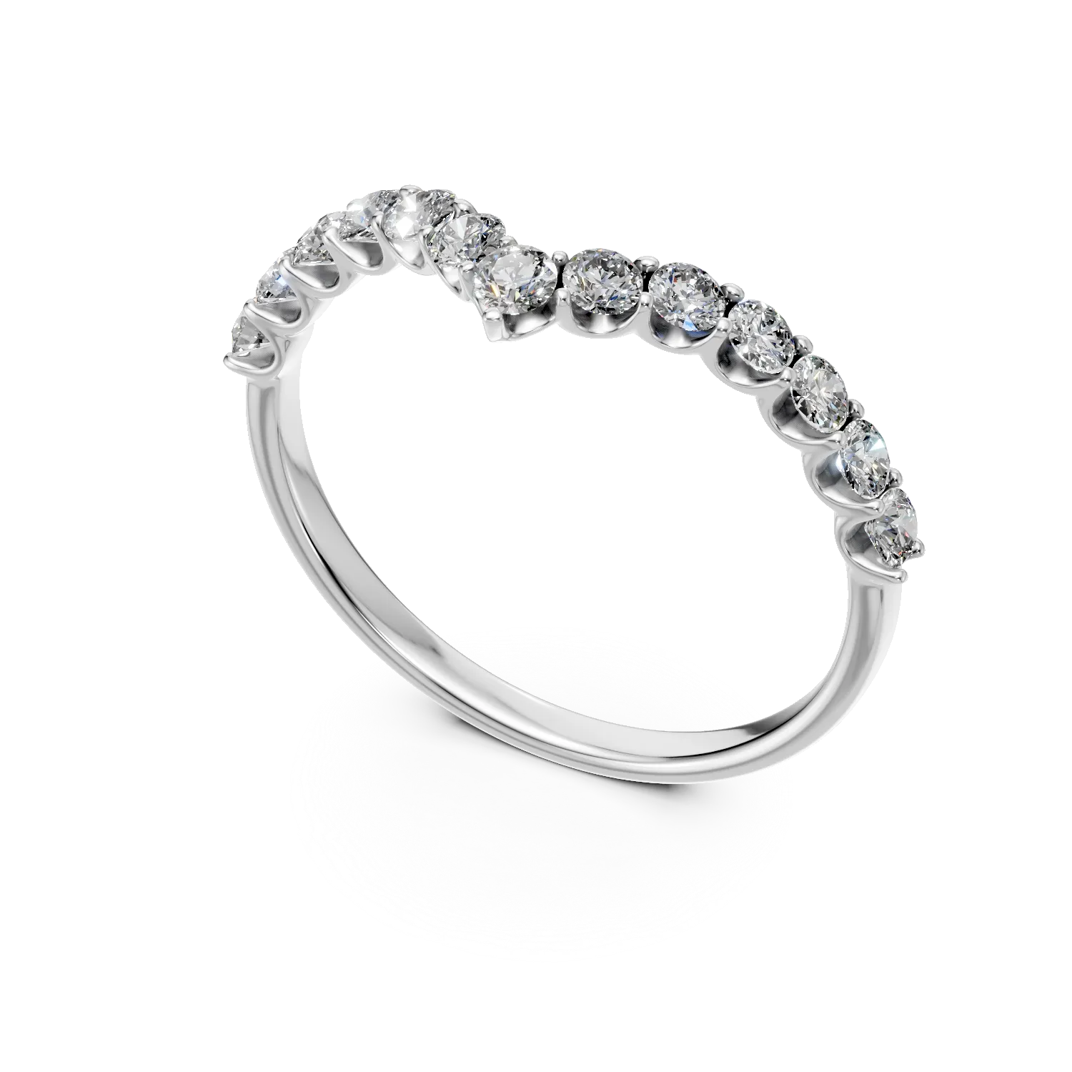 Inel semi eternity din aur alb cu diamante de 0.5ct