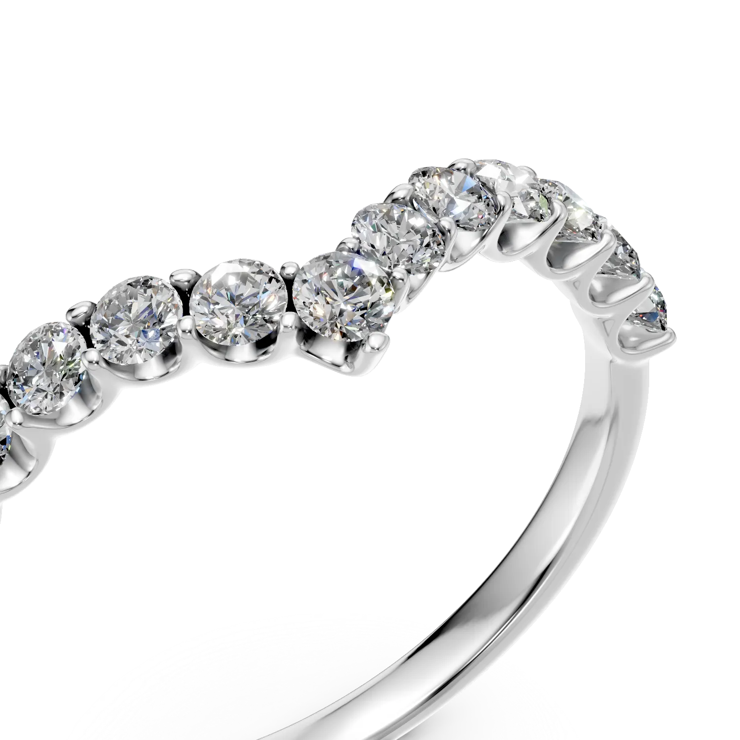 Inel semi eternity din aur alb cu diamante de 0.5ct