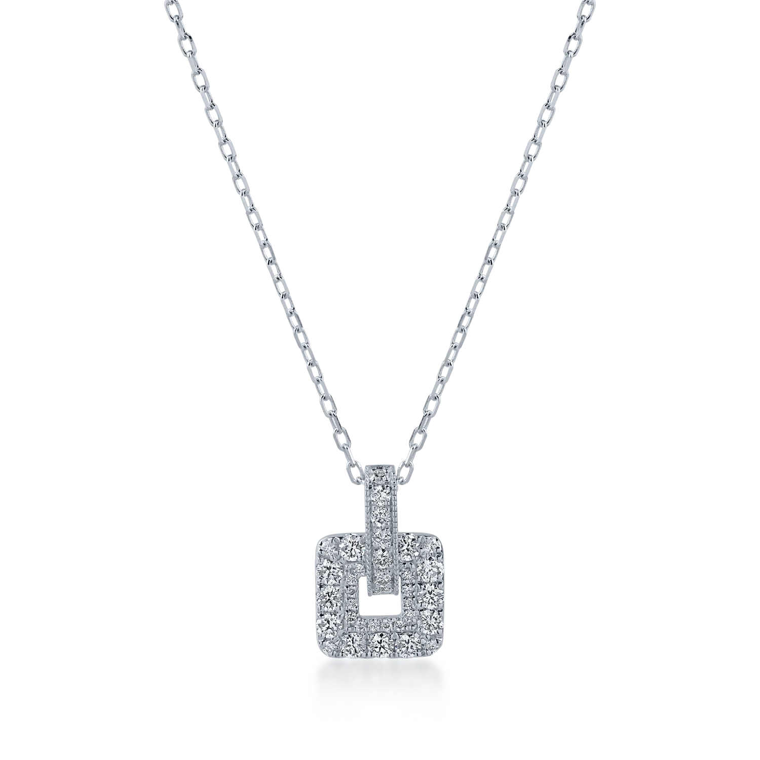 Lant cu pandantiv din aur alb cu diamante de 0.4ct