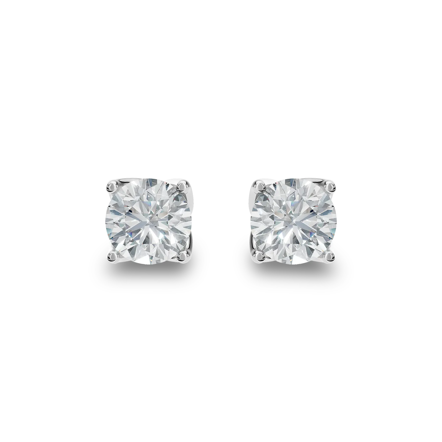 Cercei Lotus din aur alb cu diamante solitaire de 0.5ct create in laborator - 1 | YEO