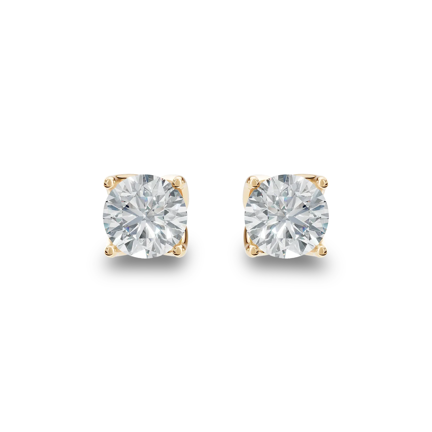 Cercei Lotus din aur galben cu diamante solitaire de 0.5ct create in laborator