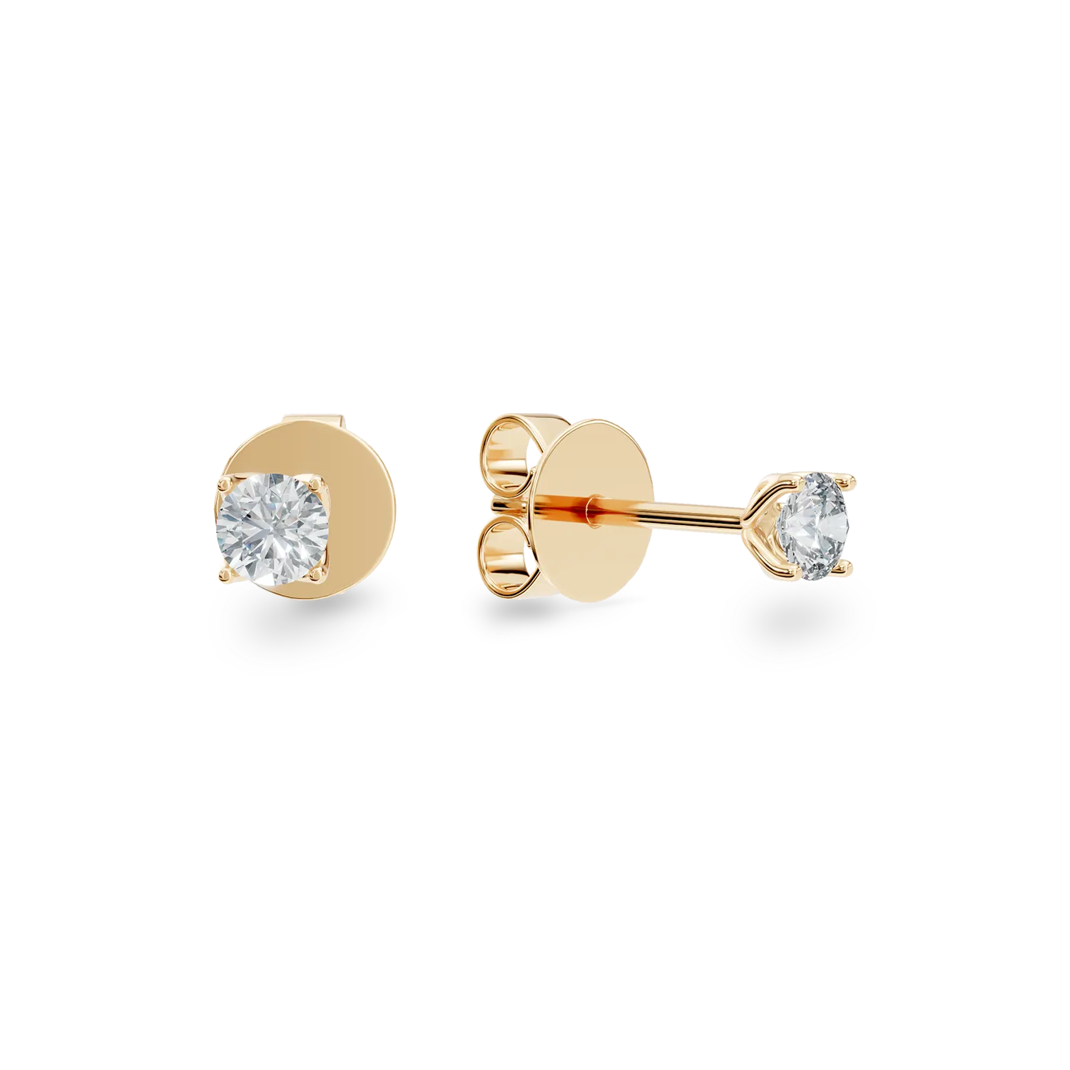 Cercei Lotus din aur galben cu diamante solitaire de 0.5ct create in laborator