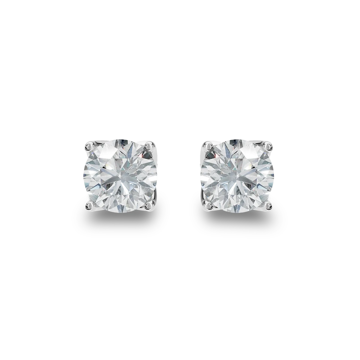 Cercei Lotus din aur alb cu diamante solitaire de 0.6ct create in laborator