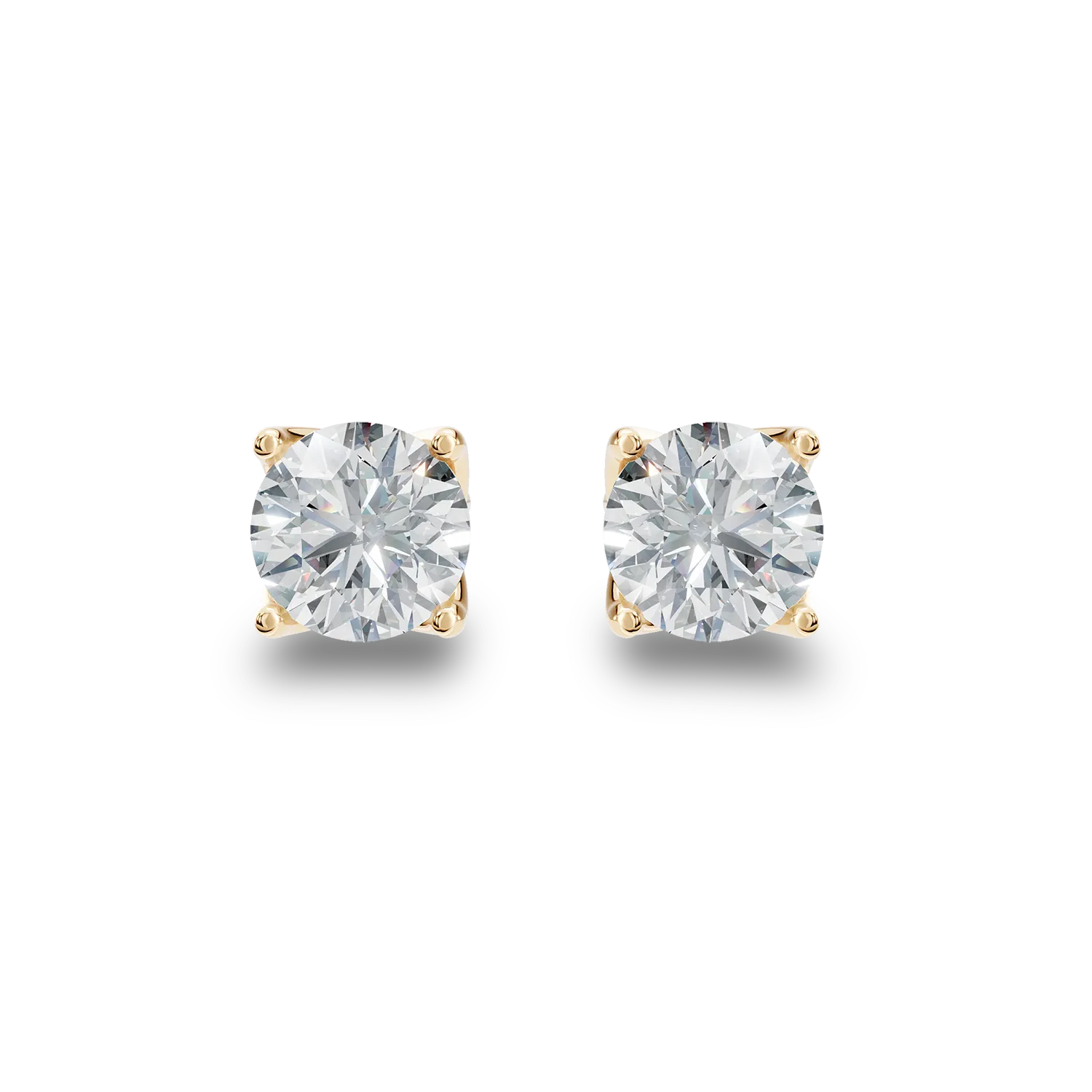 Cercei Lotus din aur galben cu diamante solitaire de 0.6ct create in laborator