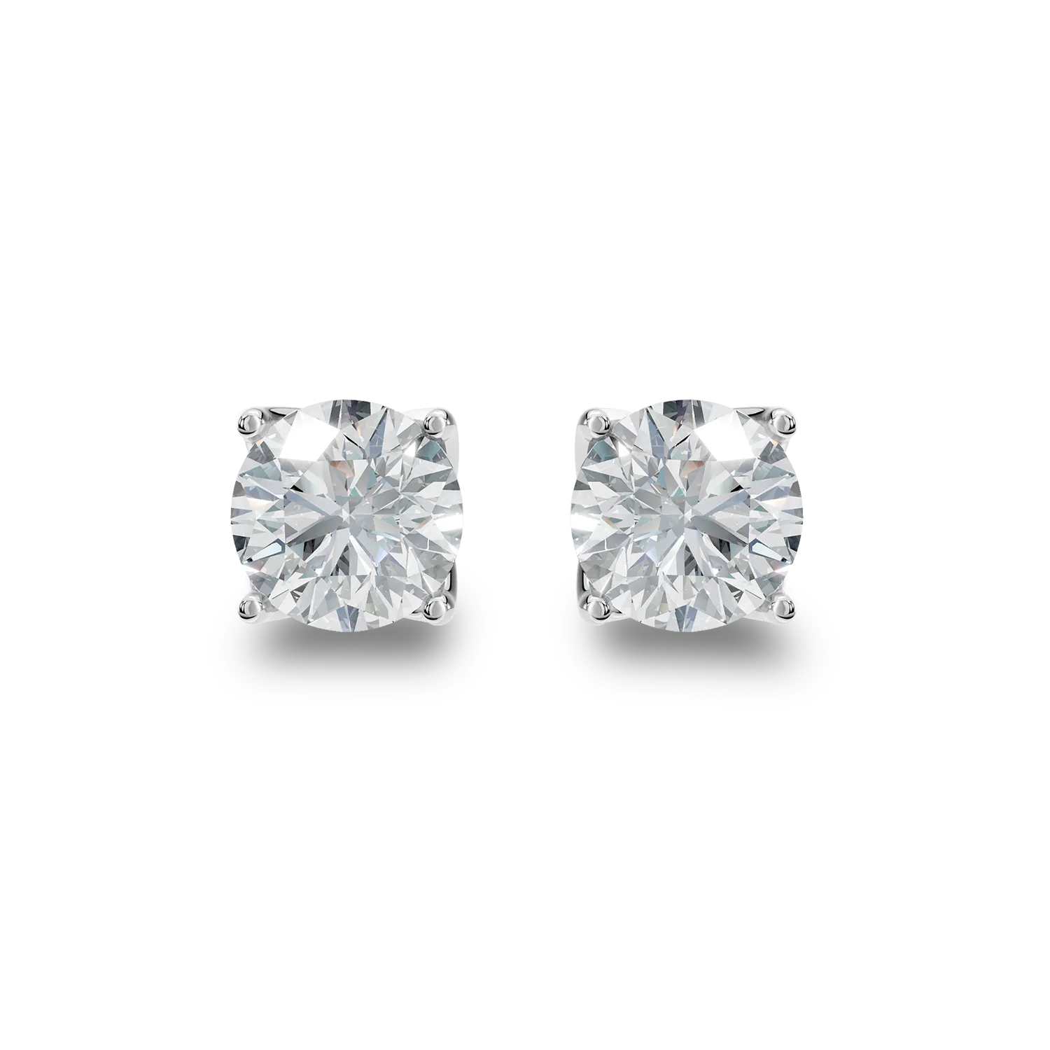 Cercei Lotus din aur alb cu diamante solitaire de 0.8ct create in laborator