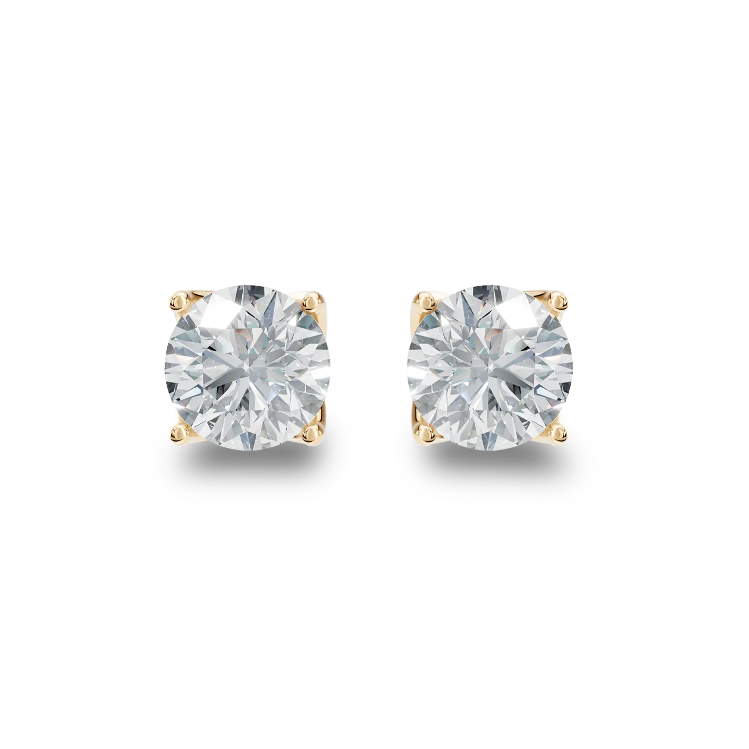 Cercei Lotus din aur galben cu diamante solitaire de 0.8ct create in laborator