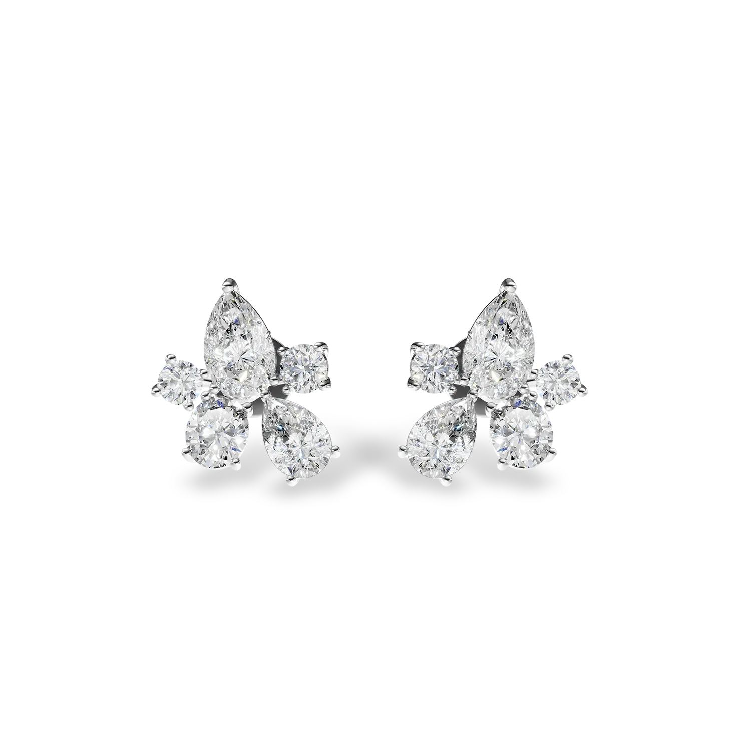 Cercei Bouquet din aur alb cu diamante pear si ovale de 1.25ct create in laborator - imagine 2