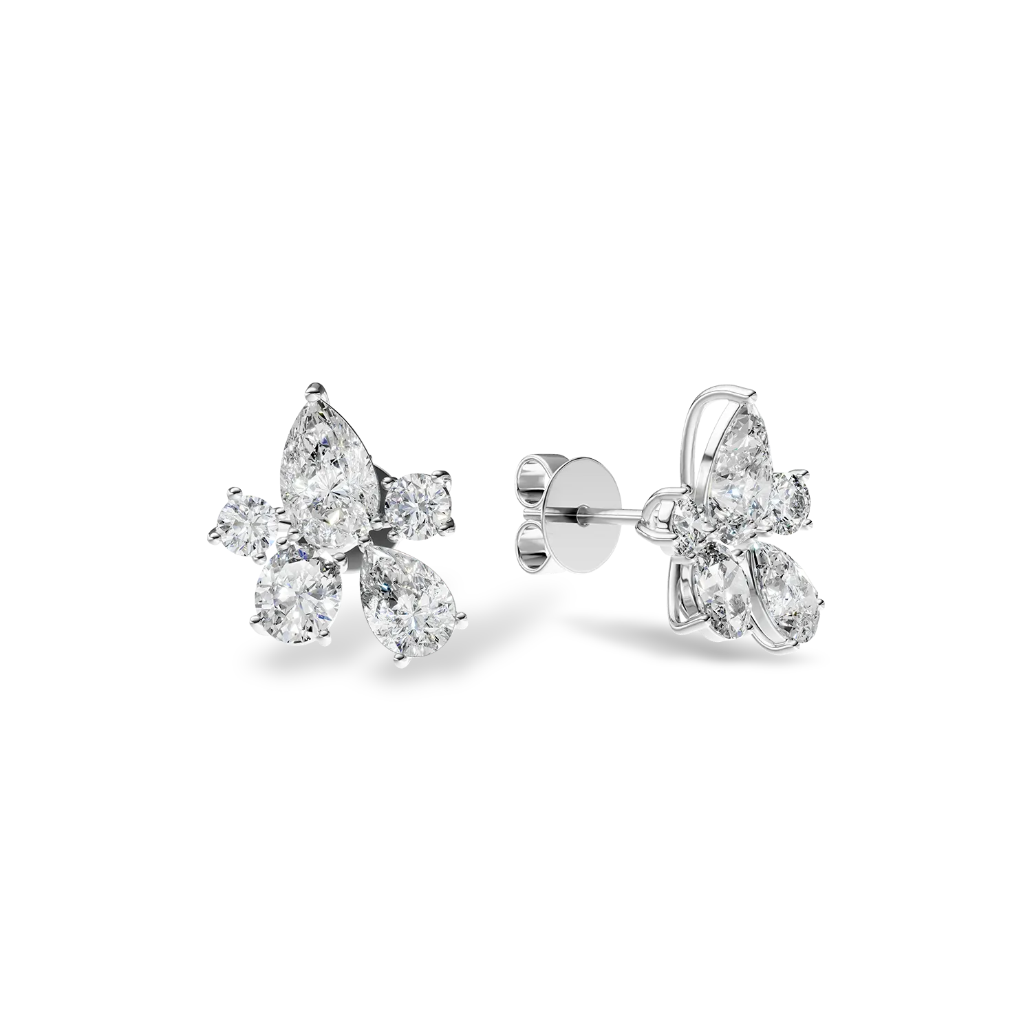 Cercei Bouquet din aur alb cu diamante de 1.25ct create in laborator
