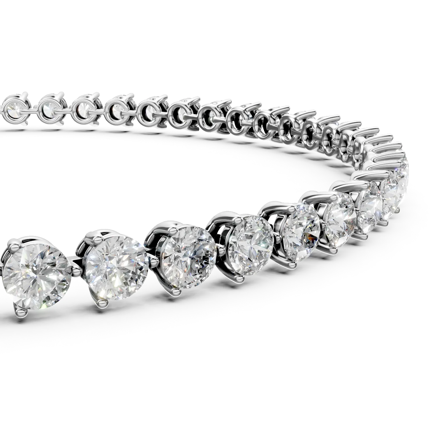 Bransoletka tenisowa z białego złota z diamentami hodowanymi w laboratorium o masie 3.37ct
