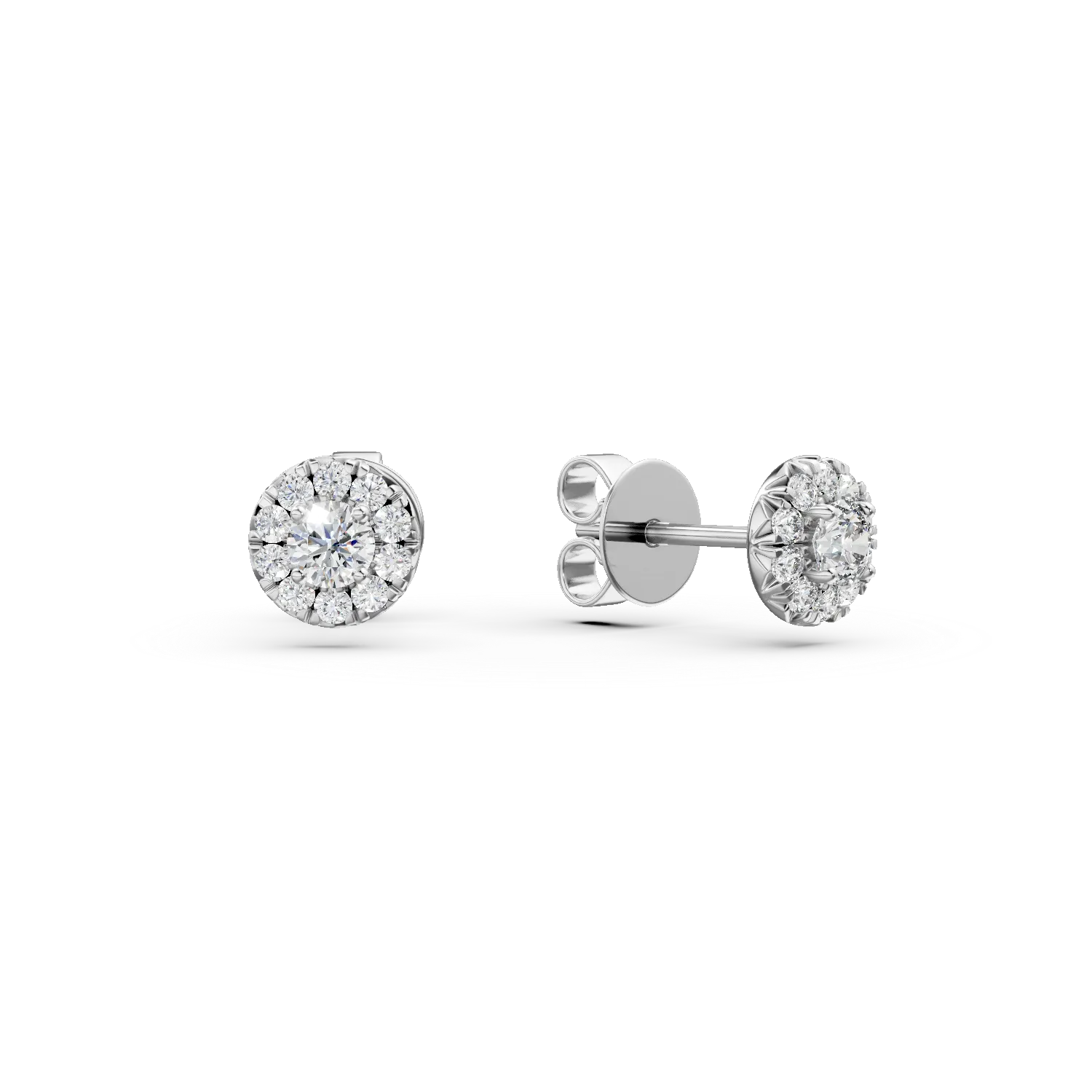Kolczyki Halo z białego złota z diamentami hodowanymi w laboratorium o masie 0.5ct