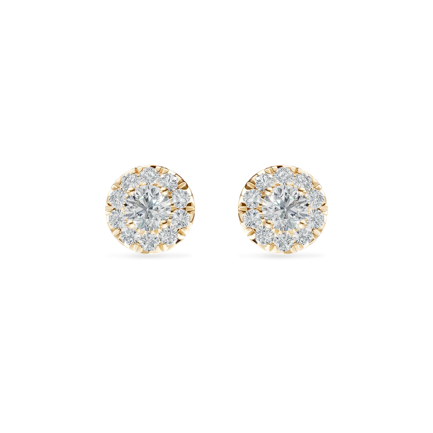 Yellow gold Halo earrings with 0.5ct lab grown diamonds