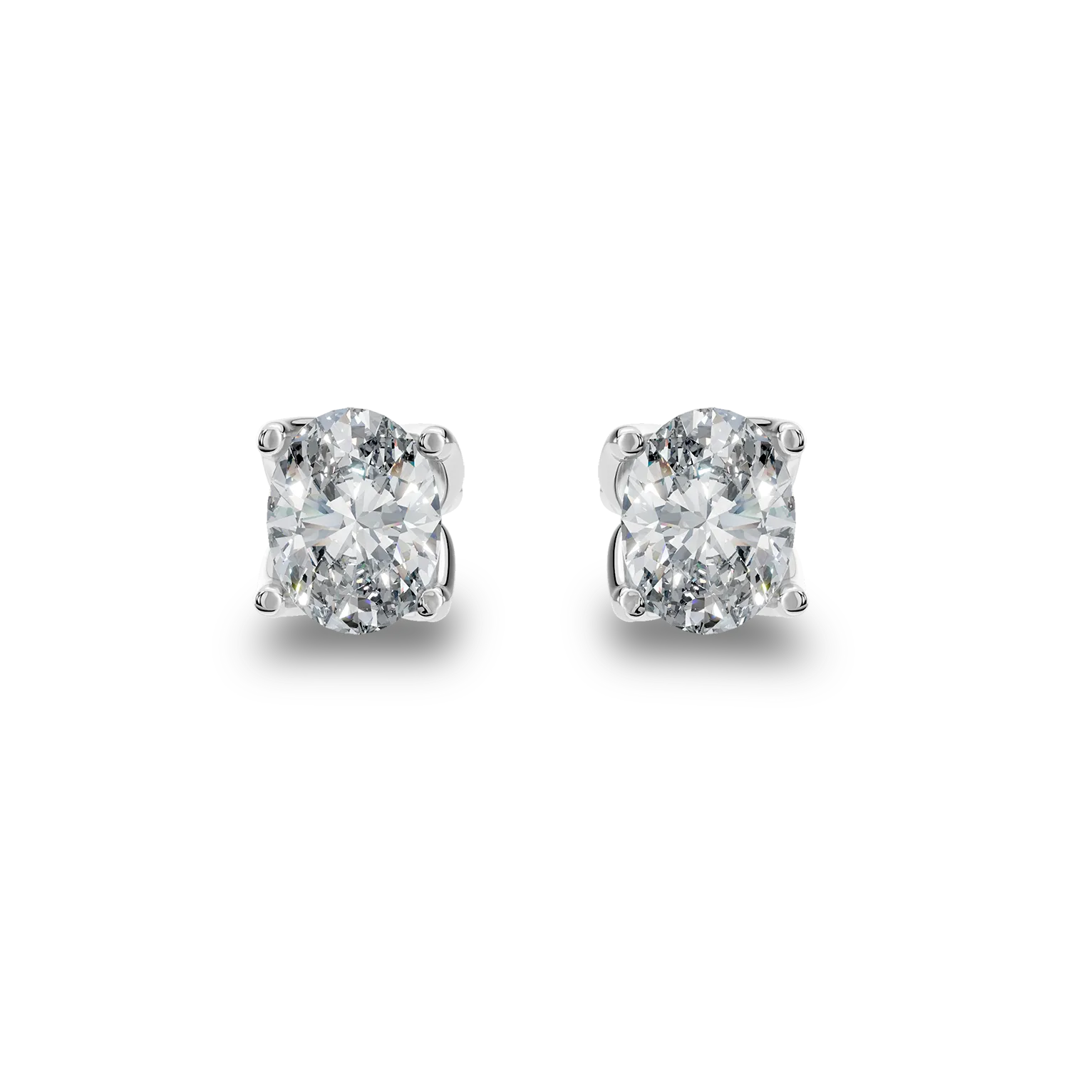 Cercei Lotus din aur alb cu diamante solitaire de 0.4ct create in laborator - 1 | YEO