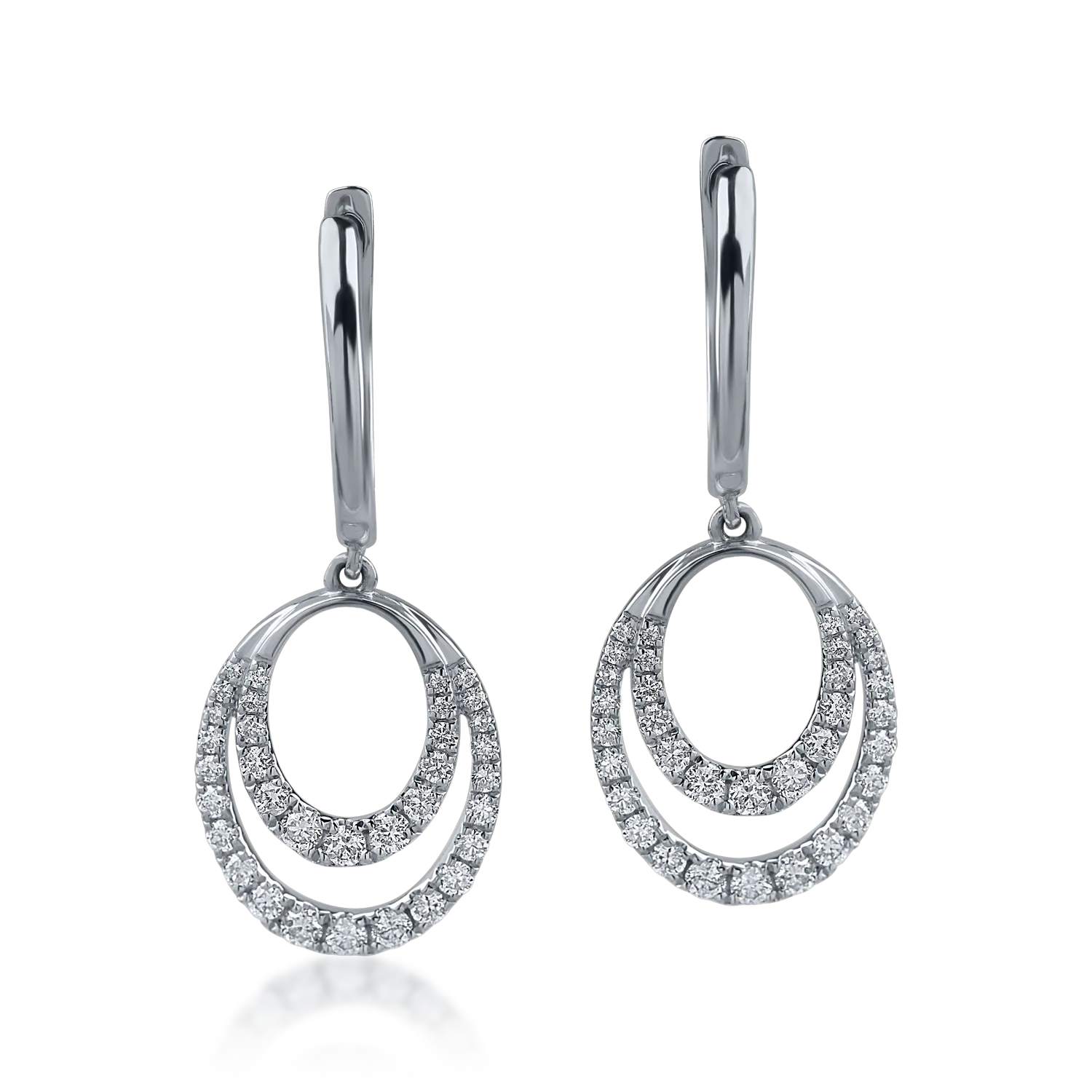 Cercei geometrici din aur alb cu diamante de 0.38ct-170347