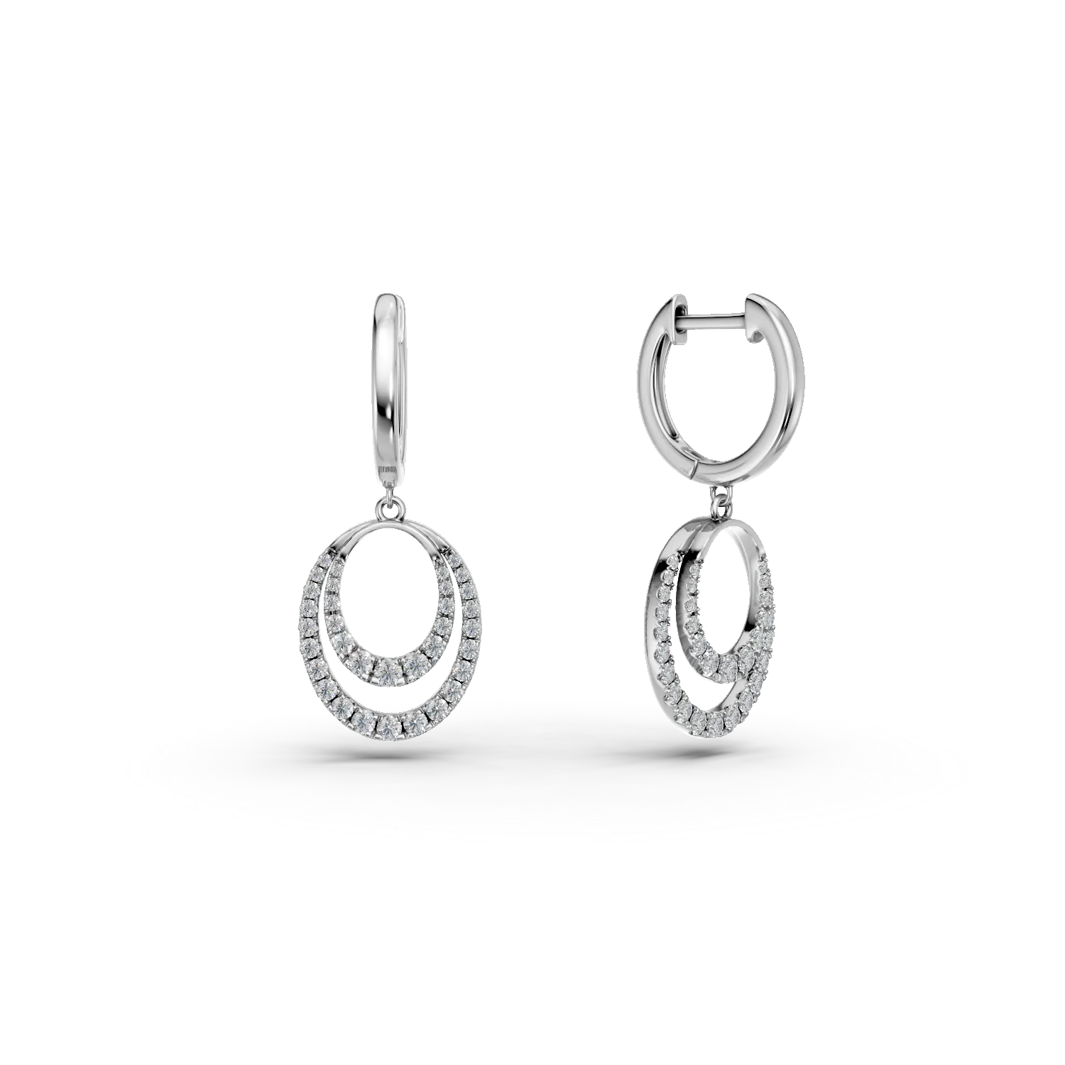 Геометрични обеци от бяло злато с диаманти 0.38кт