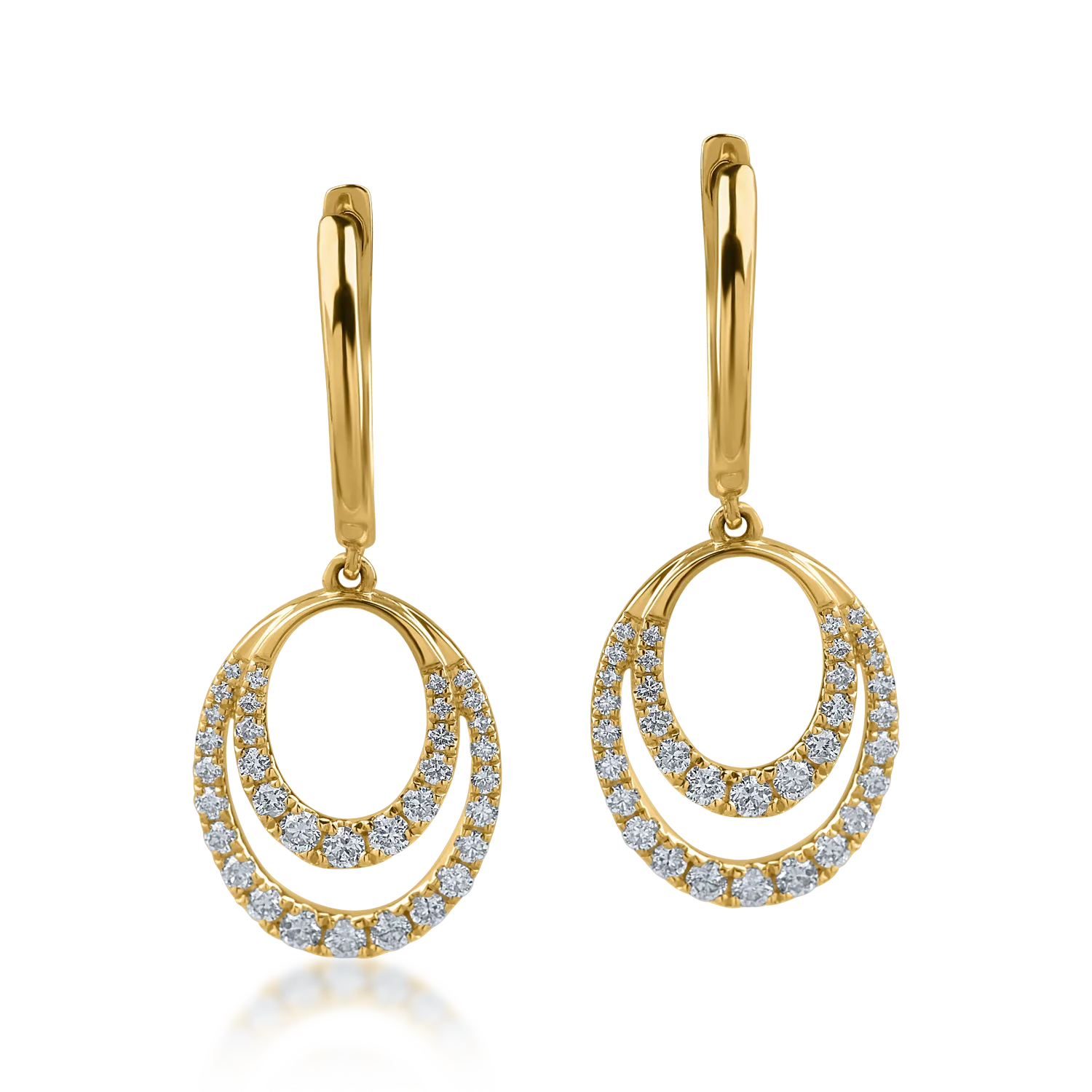 Yellow gold geometric earrings with 0.37ct diamonds