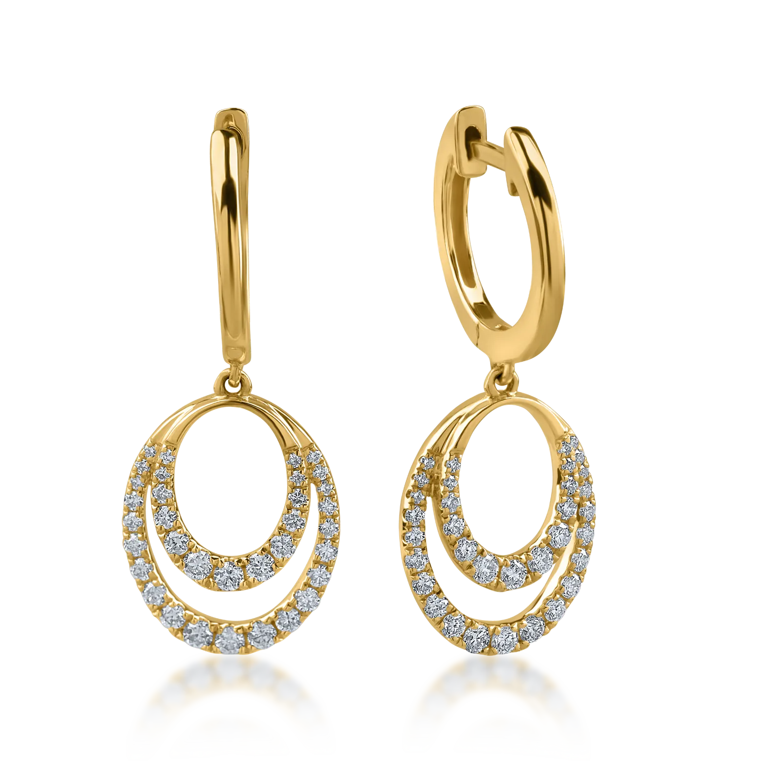 Yellow gold geometric earrings with 0.37ct diamonds