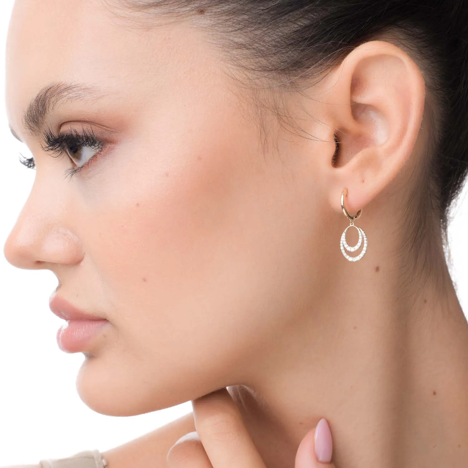 Geometryczne kolczyki z żółtego złota z diamentami 0.37ct