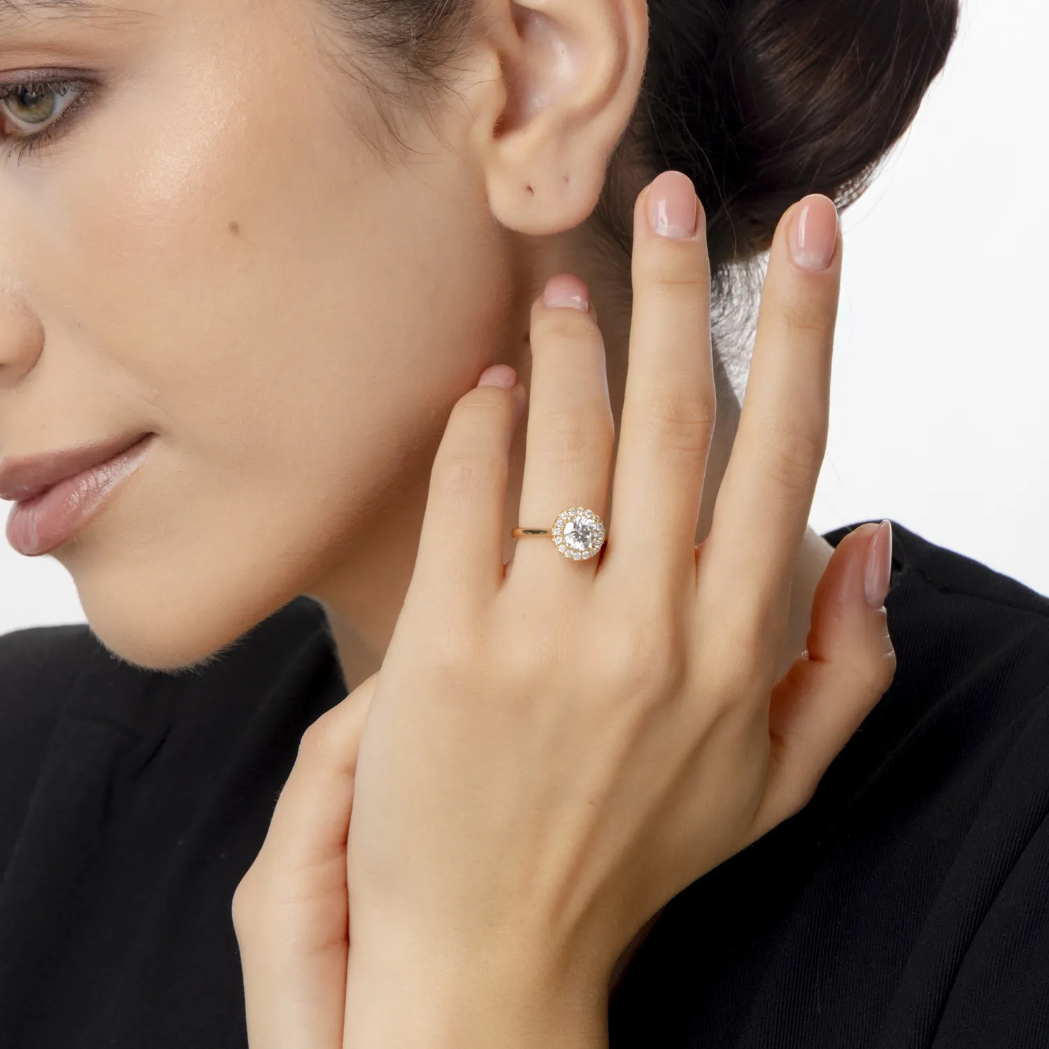 Inel Celeste din aur galben cu diamante de 1.26ct create in laborator