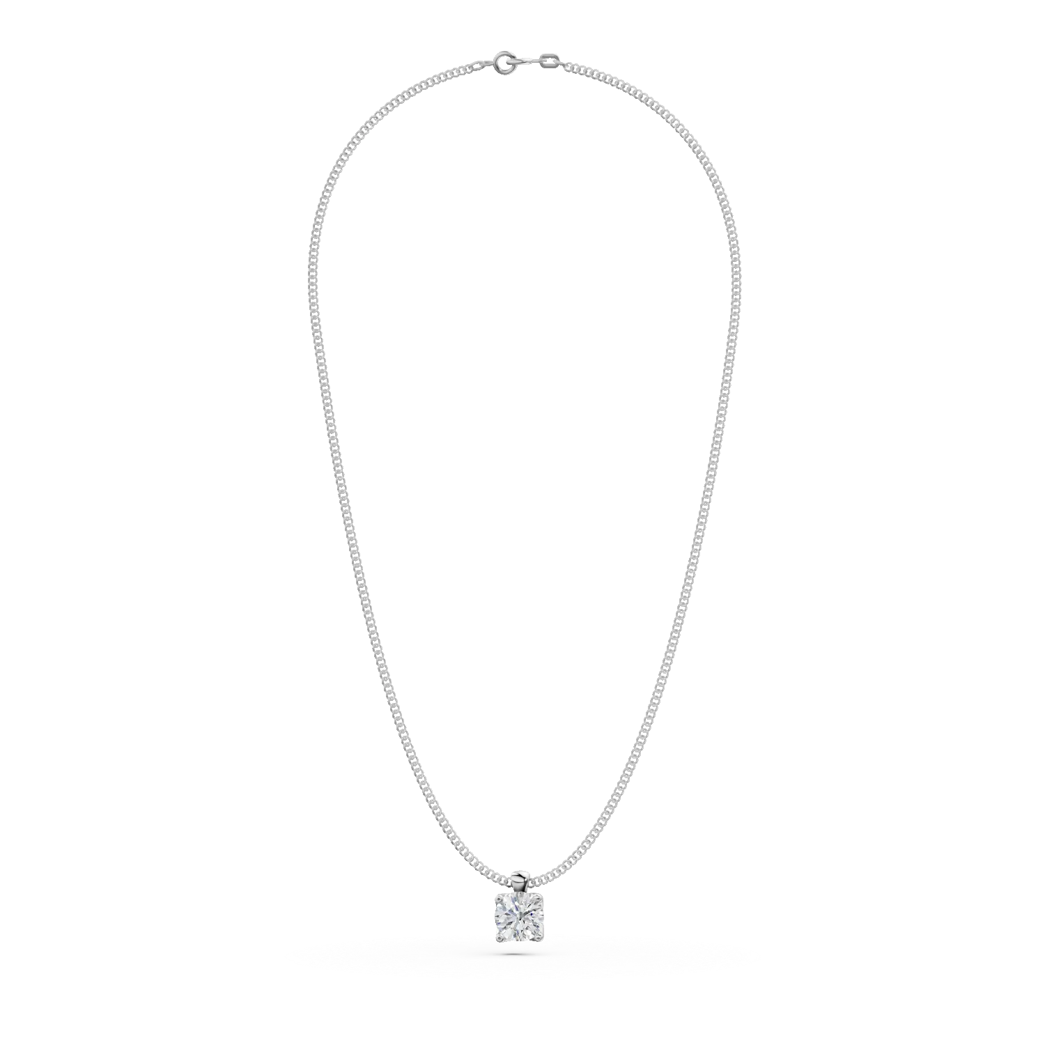 White gold Lotus pendant necklace with 0.2ct solitaire lab grown diamond