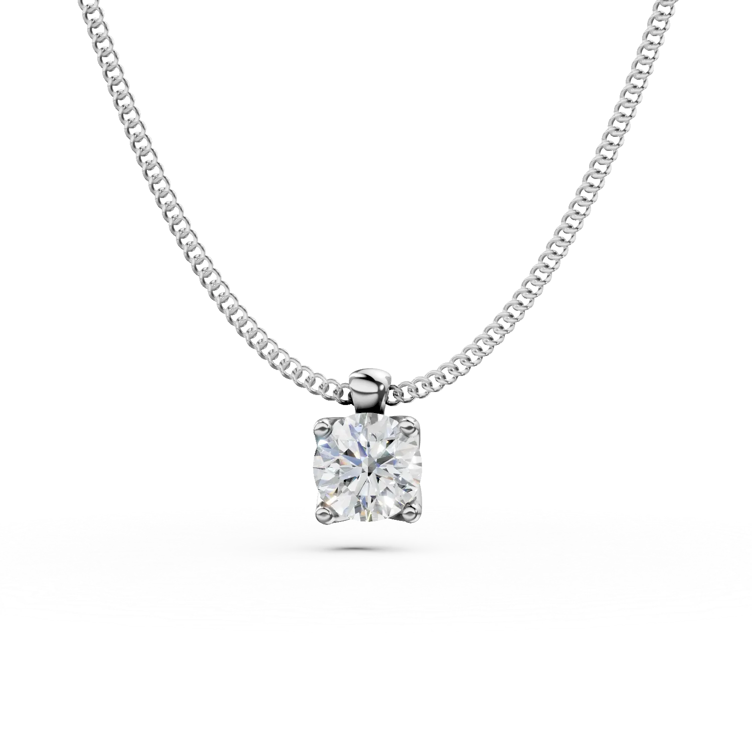 White gold Lotus pendant necklace with 0.2ct solitaire lab grown diamond