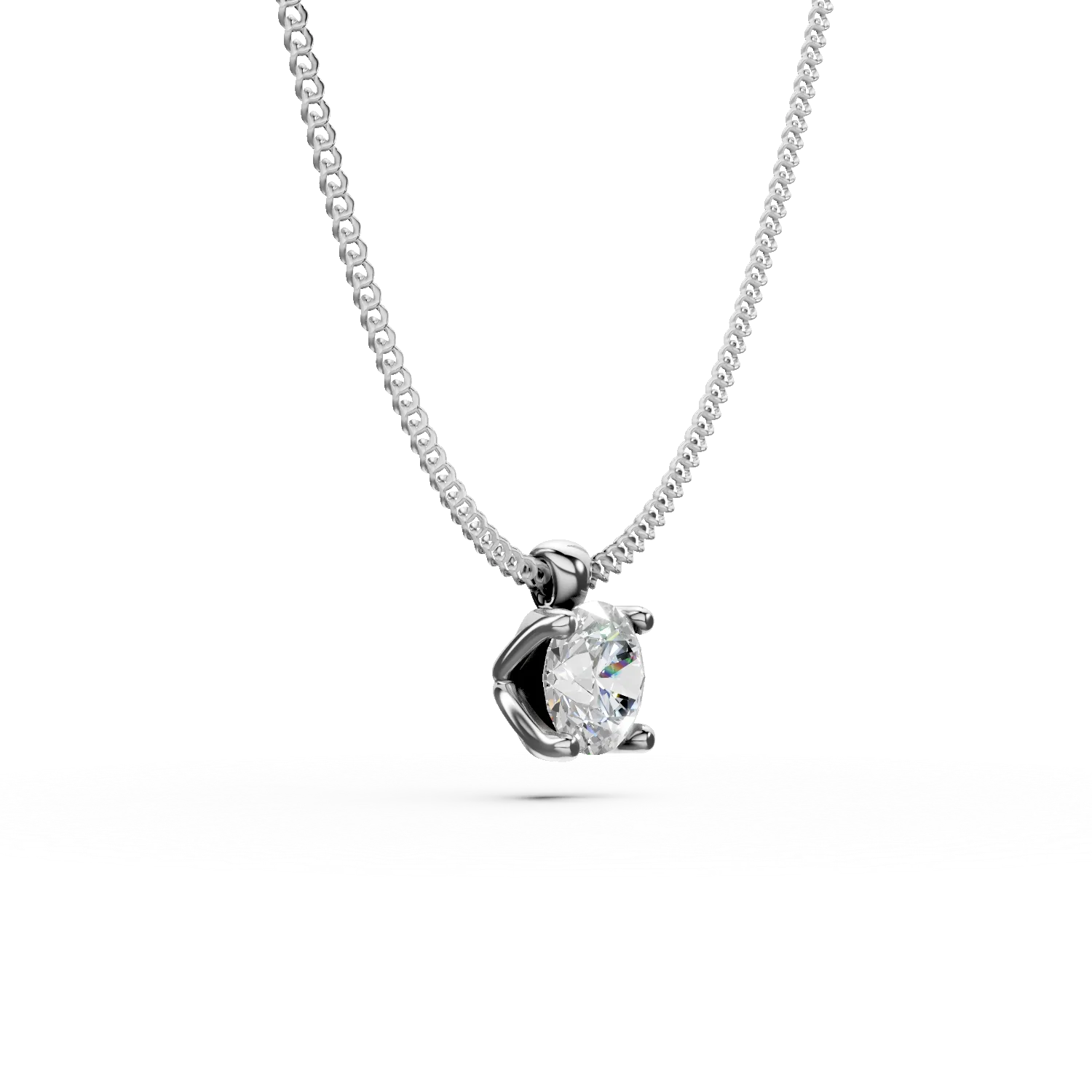 White gold Lotus pendant necklace with 0.2ct solitaire lab grown diamond