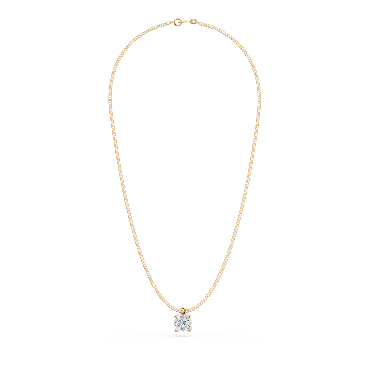 Yellow gold Lotus pendant necklace with 0.2ct solitaire lab grown diamond
