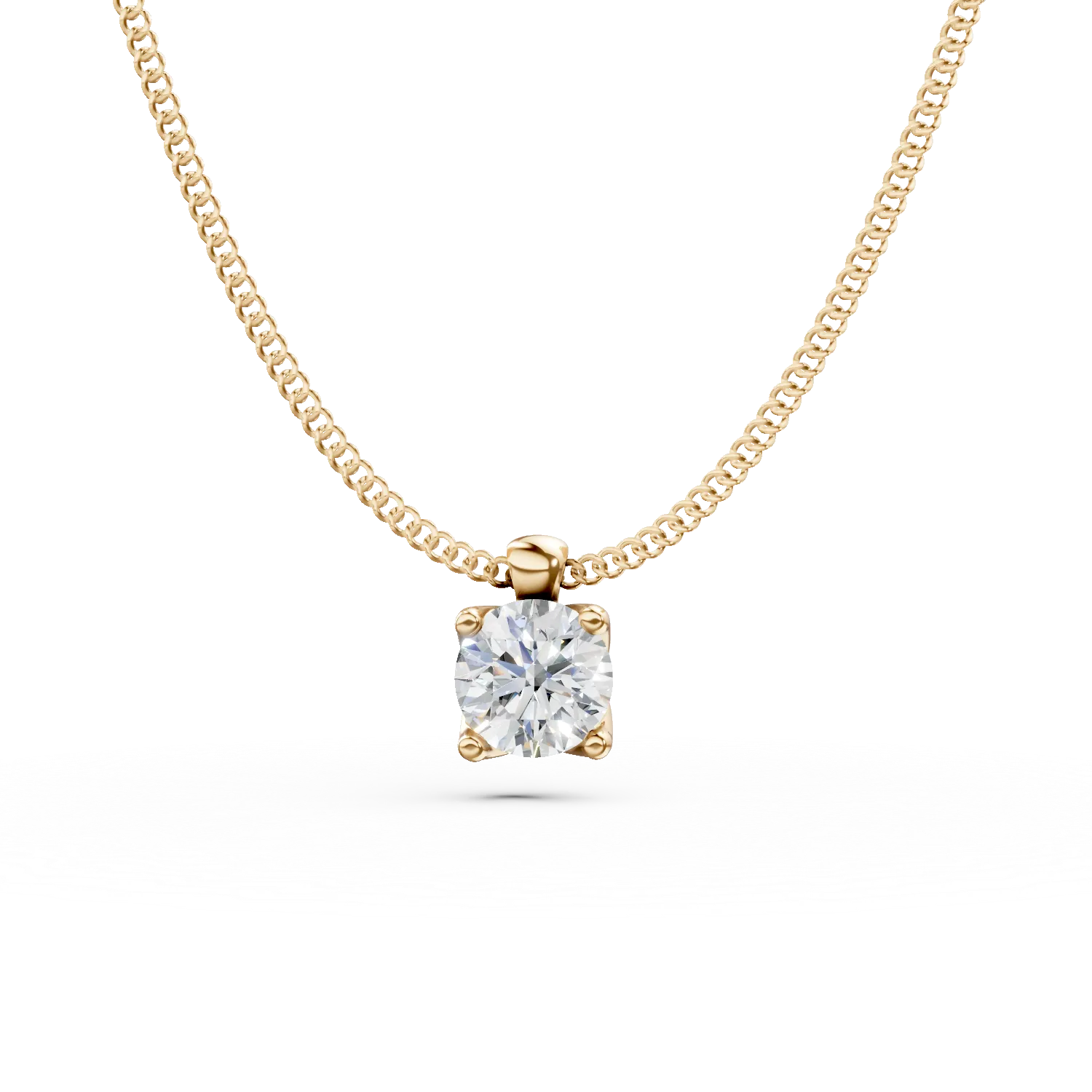 Yellow gold Lotus pendant necklace with 0.2ct solitaire lab grown diamond