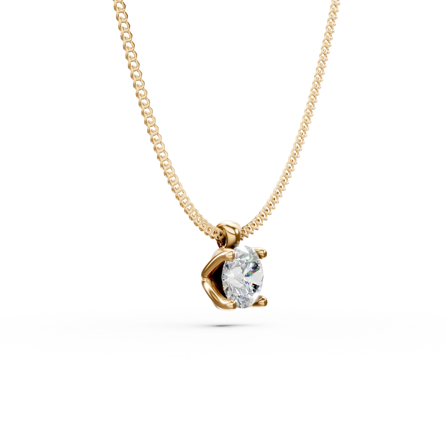 Yellow gold Lotus pendant necklace with 0.2ct solitaire lab grown diamond