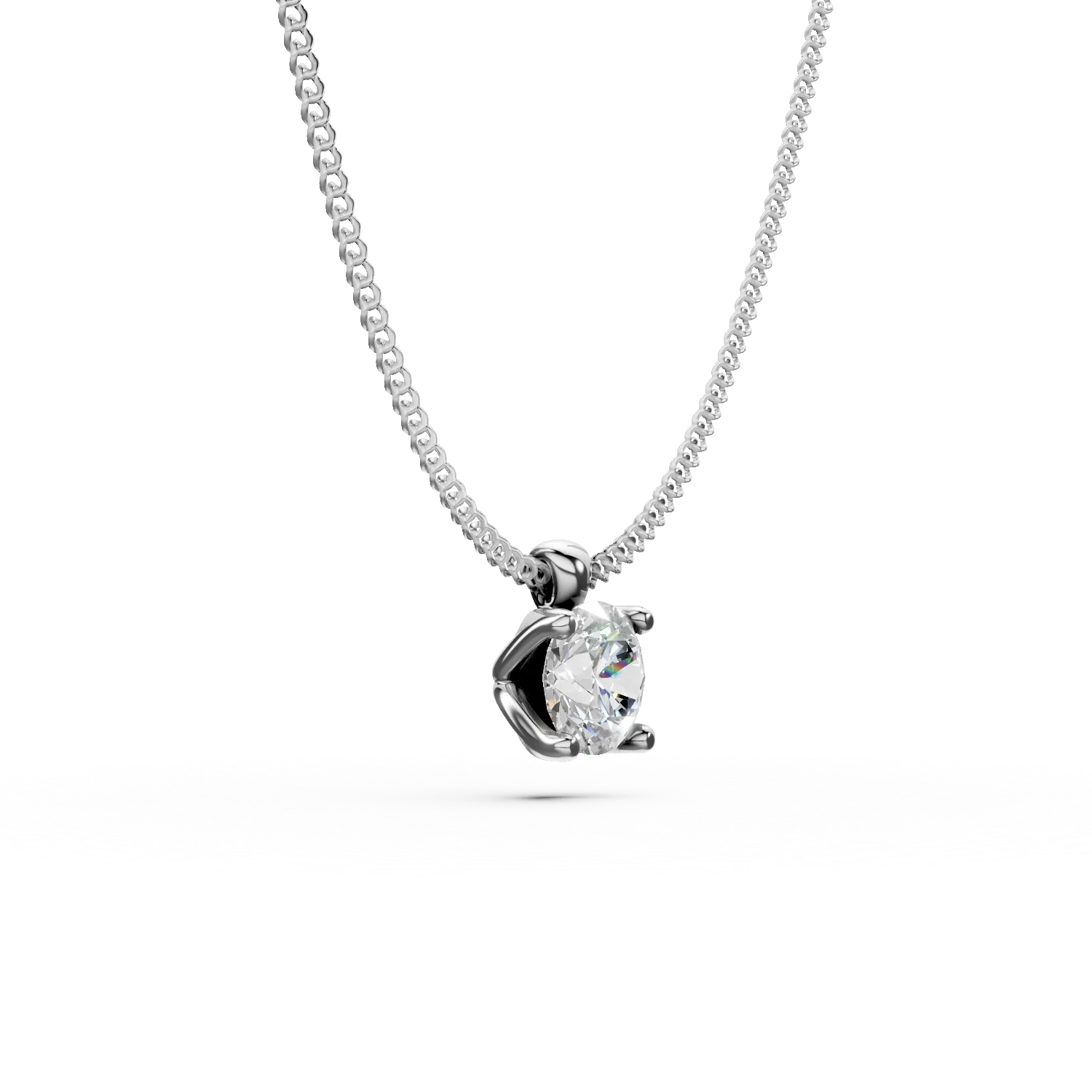 White gold Lotus pendant necklace with 0.25ct solitaire lab grown diamond