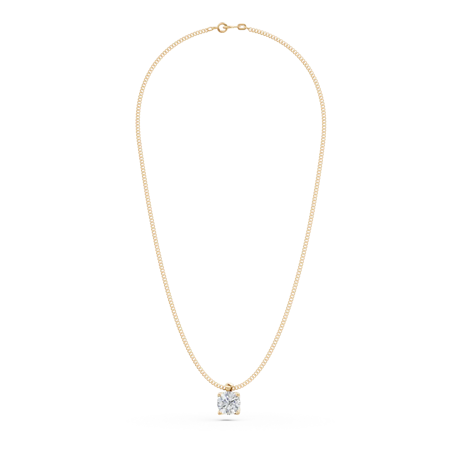 Yellow gold Lotus pendant necklace with 0.25ct solitaire lab grown diamond