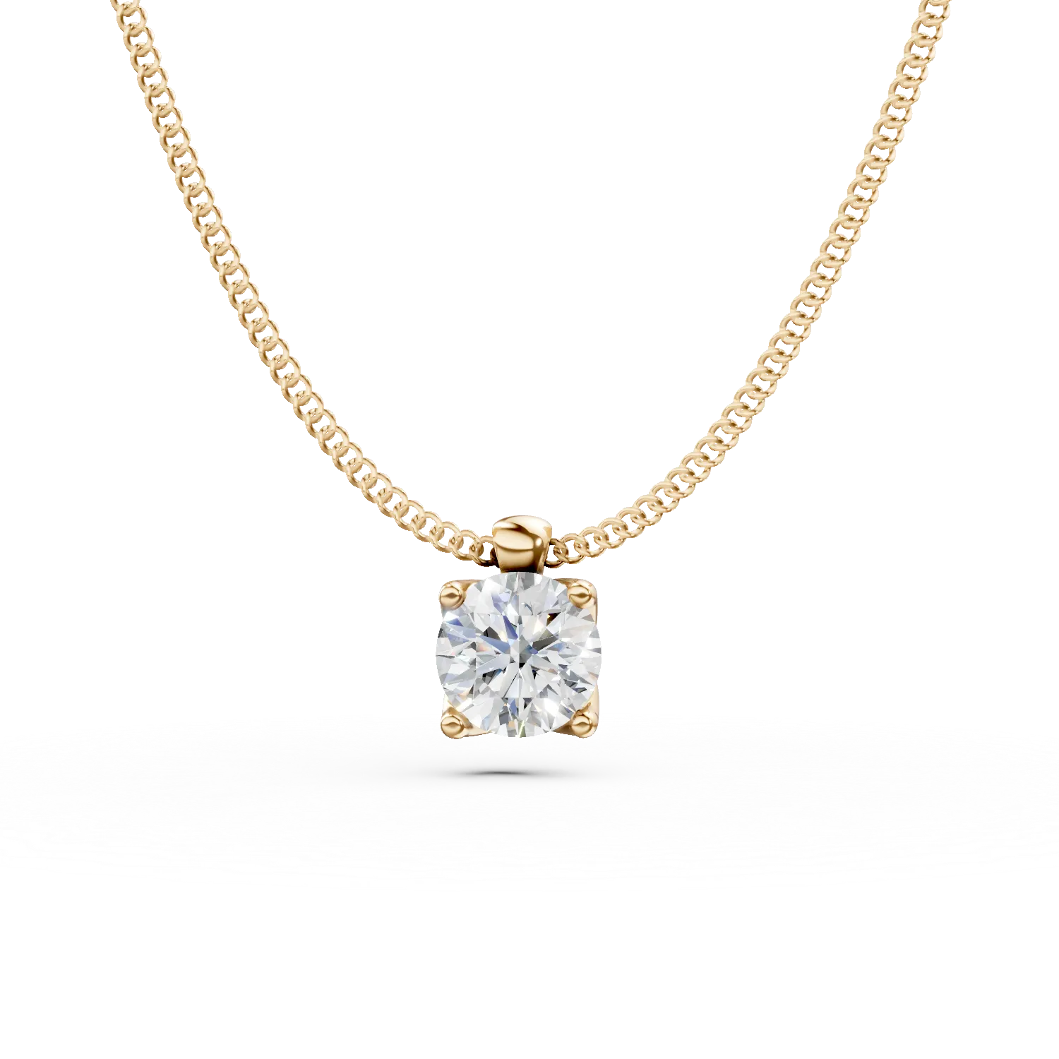 Yellow gold Lotus pendant necklace with 0.25ct solitaire lab grown diamond