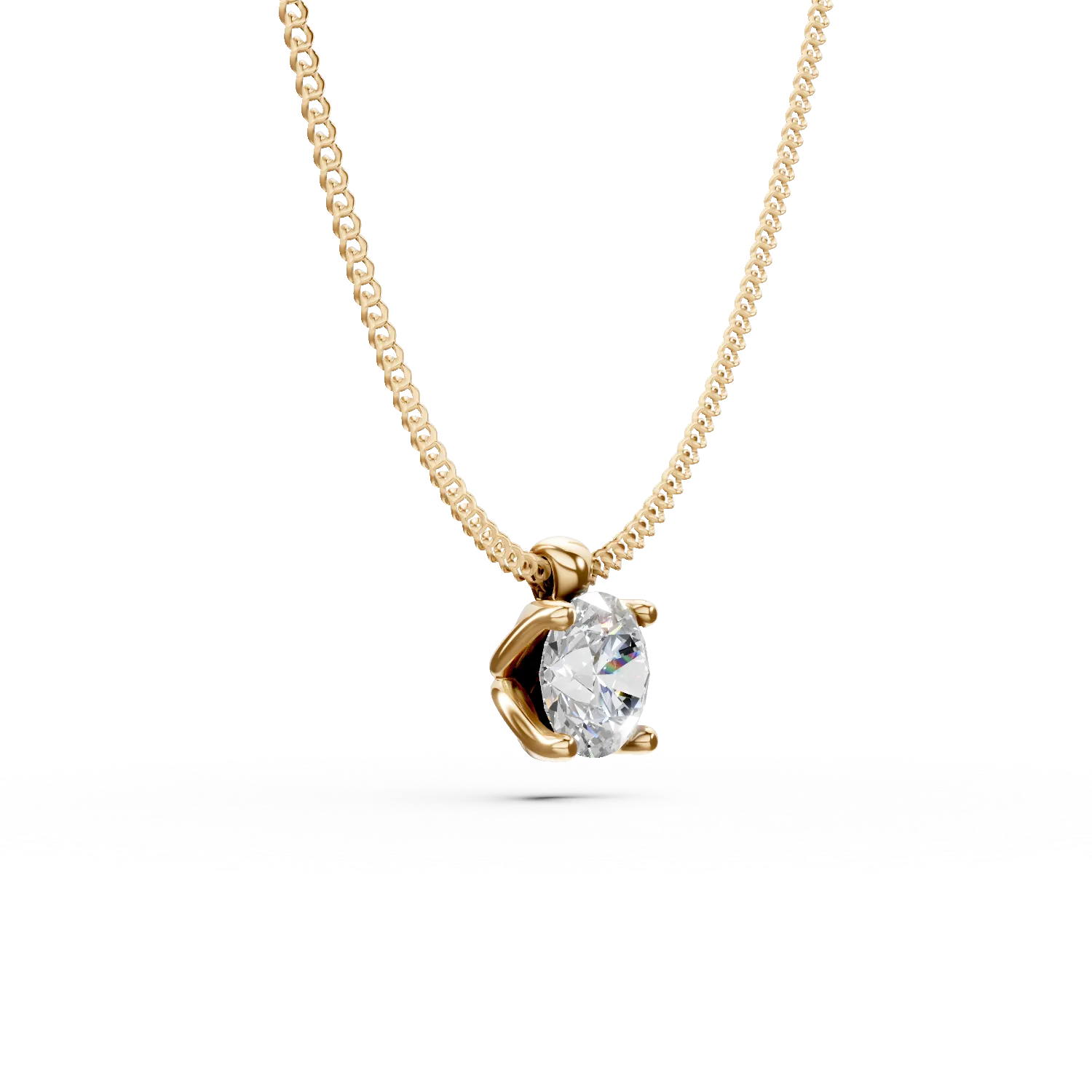 Yellow gold Lotus pendant necklace with 0.25ct solitaire lab grown diamond