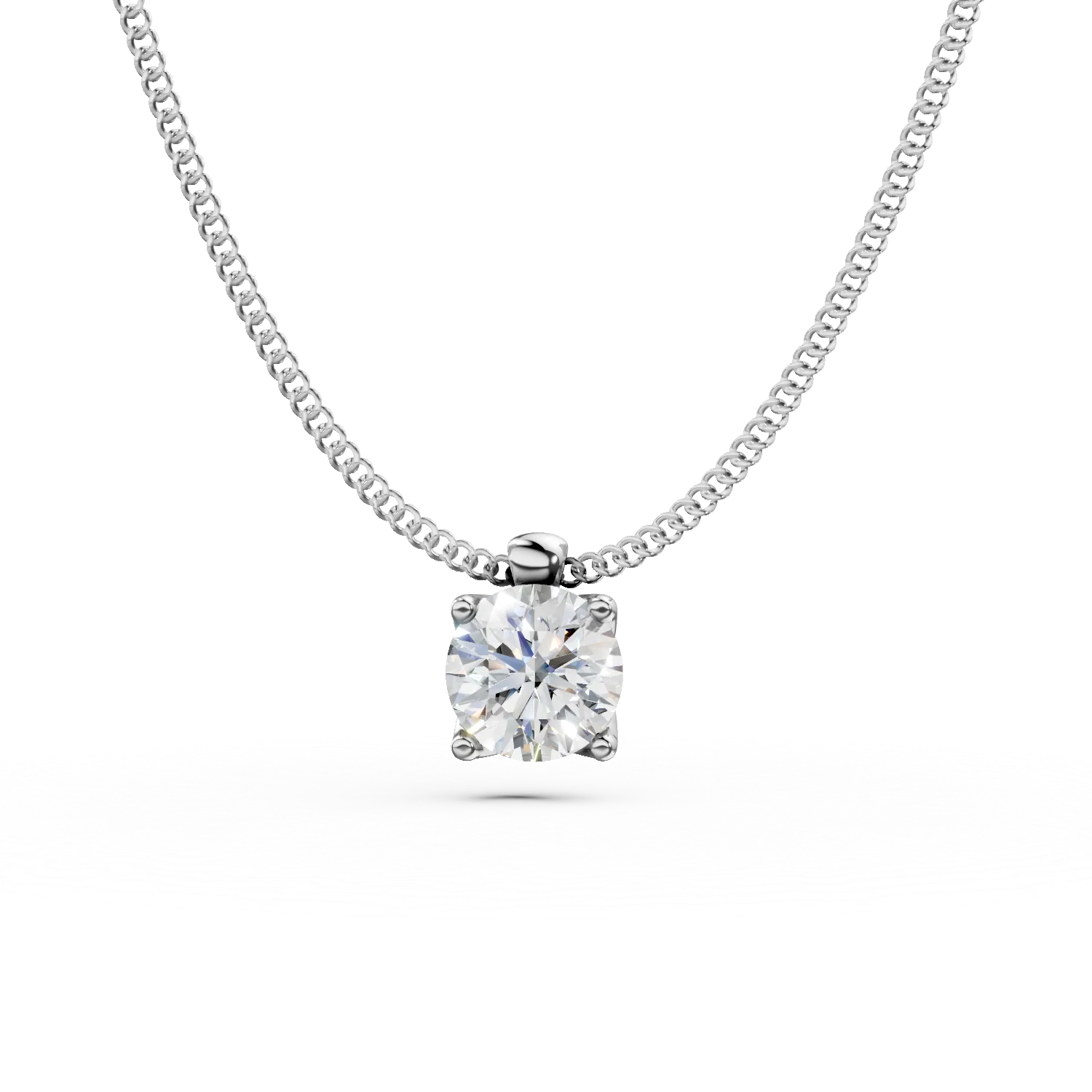 White gold Lotus pendant necklace with 0.3ct solitaire lab grown diamond