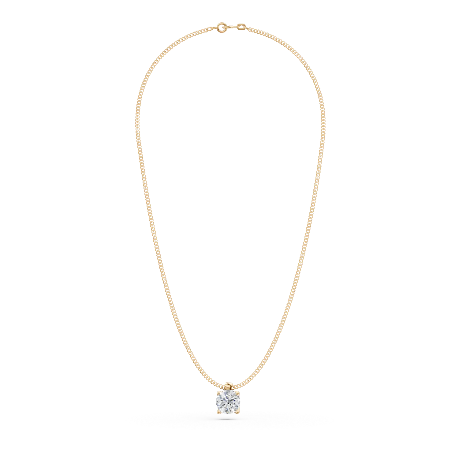 Yellow gold Lotus pendant necklace with 0.3ct solitaire lab grown diamond